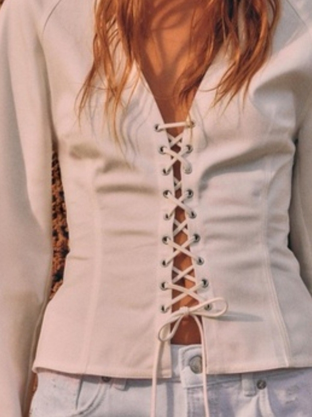 Zara Wrap Front Drawstring Fitted Top Features A Prominent Front Lace-up